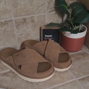 UGG Brown Suede Slide Sandals